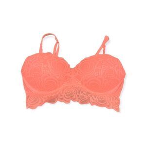 Victoria’s Secret PINK lace push-up bralette hot pink, Small